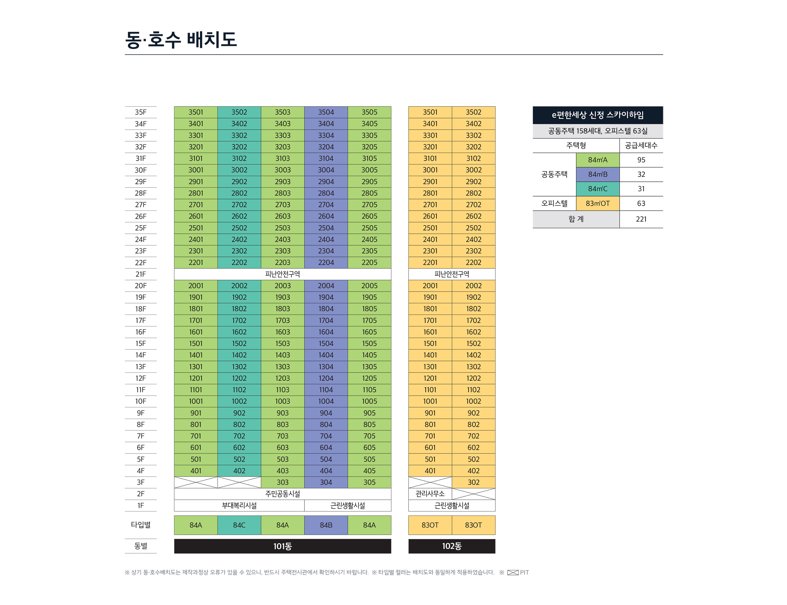 동호수 배치도