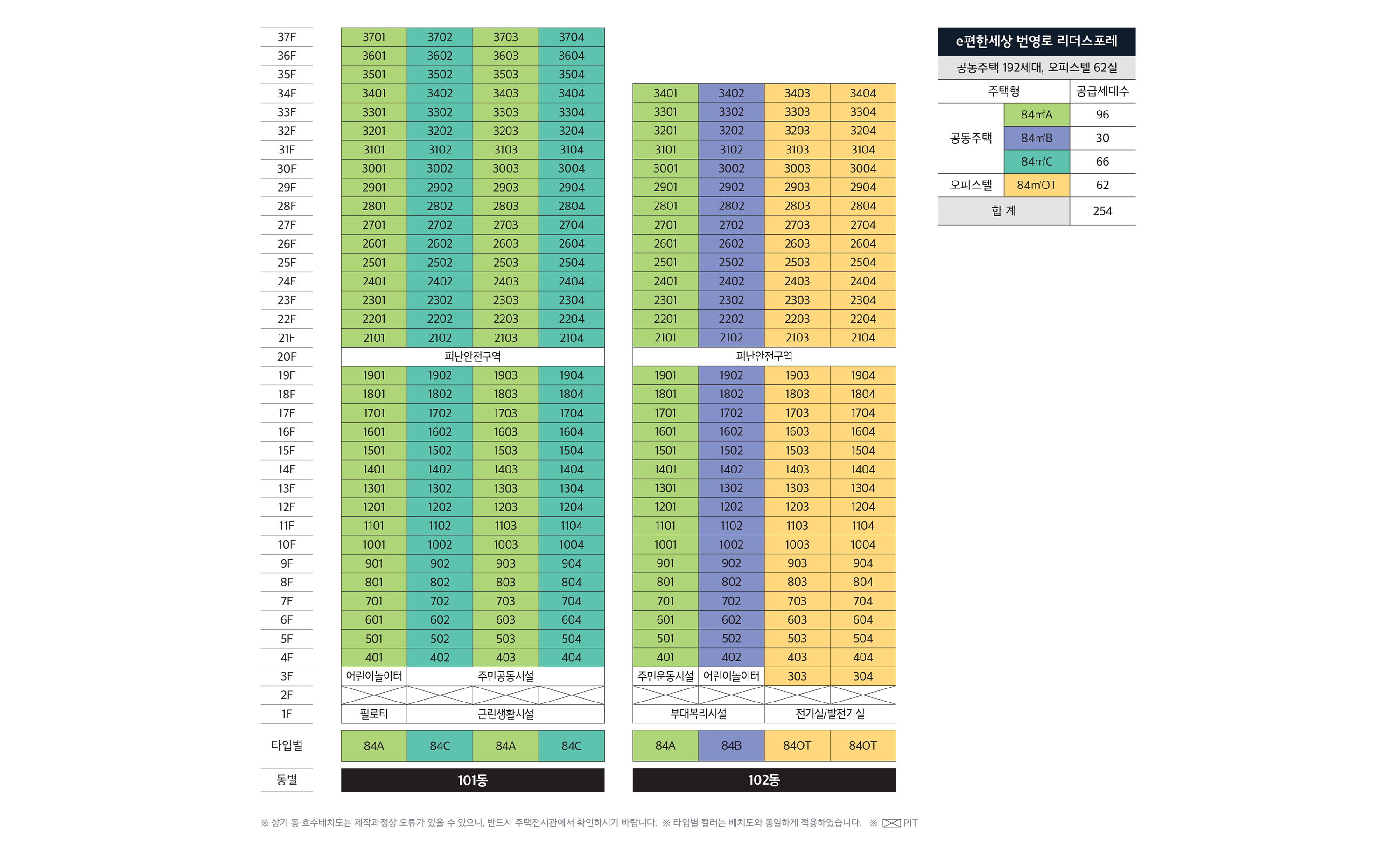 동호수 배치도